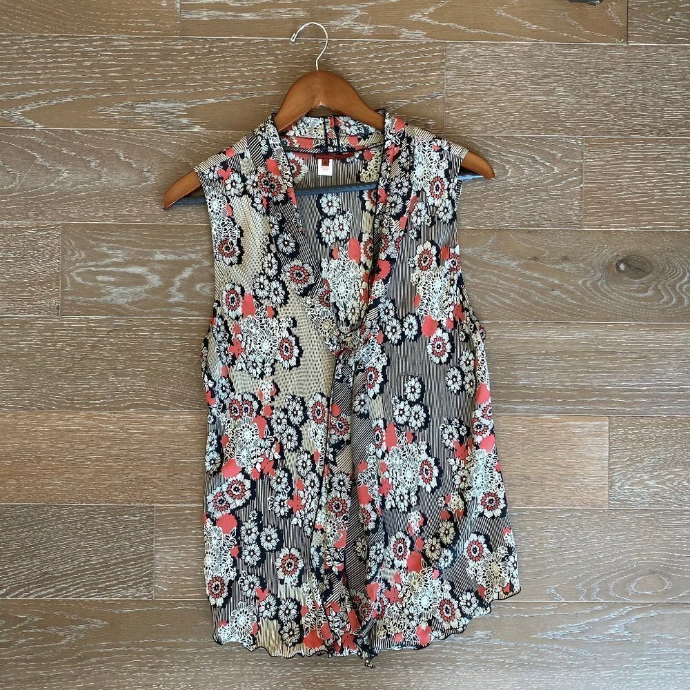 Tape Measure 100% Silk Floral Blouse | L
